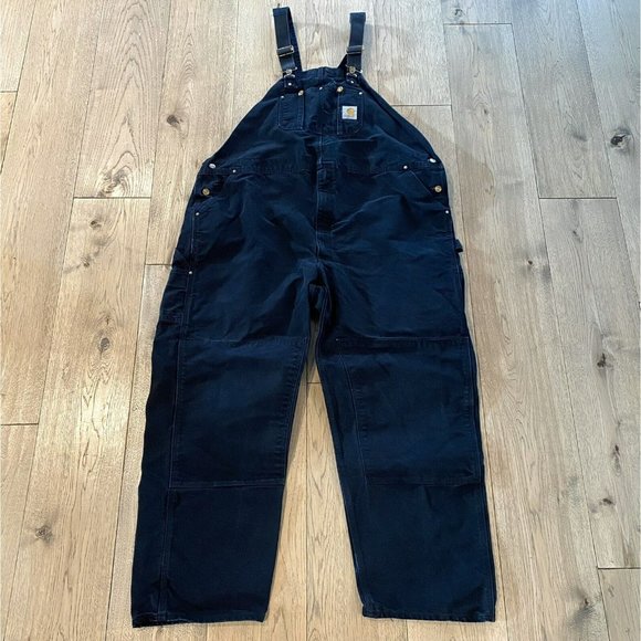 Carhartt Other - CARHARTT Vintage OVERALLS CARPENTER DOUBLE KNEE Black Distressed Mens 52 x 32
